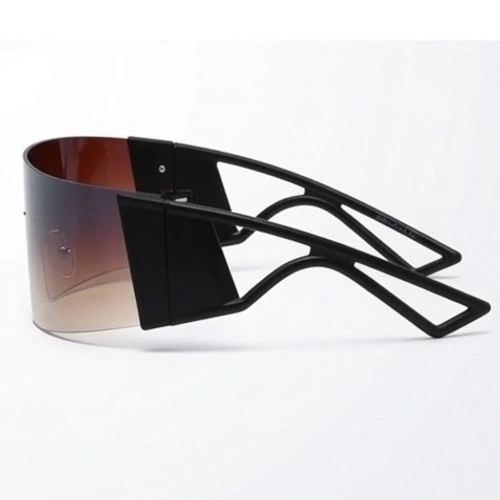 Men Sunglasses Stylish Glasses Sleek Brown Lens Modern Angular Frame Designer‎